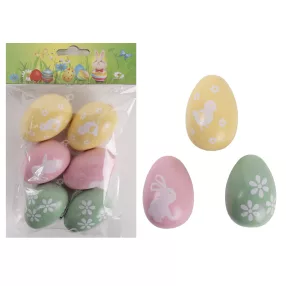   MŰANYAG AKASZTÓS TOJÁS SZETTBEN, 6 DARABOS, PASZTELL, VIRÁG MINTÁS