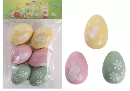 MŰANYAG AKASZTÓS TOJÁS SZETTBEN, 6 DARABOS, PASZTELL, VIRÁG MINTÁS