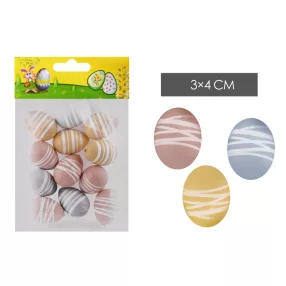   MŰANYAG AKASZTÓS TOJÁS SZETTBEN, 6 DARABOS, PASZTELL, CSÍK MINTÁS