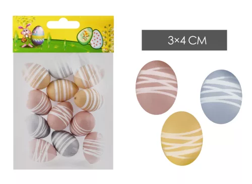 MŰANYAG AKASZTÓS TOJÁS SZETTBEN, 6 DARABOS, PASZTELL, CSÍK MINTÁS