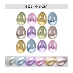   MŰANYAG AKASZTÓS TOJÁS SZETTBEN, 6 DARABOS, FÉNYES, GYÖNGYHÁZ FÉNYŰ