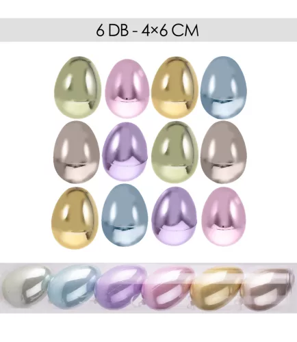 MŰANYAG AKASZTÓS TOJÁS SZETTBEN, 6 DARABOS, FÉNYES, GYÖNGYHÁZ FÉNYŰ