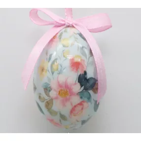   MŰANYAG AKASZTÓS TOJÁS SZETTBEN, 12 DARABOS, PLEXI DOBOZBAN, RÓZSASZÍN ÉS KRÉM VIRÁGOS