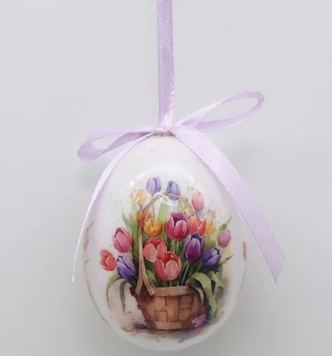 MŰANYAG AKASZTÓS TOJÁS SZETTBEN, 12 DARABOS, PLEXI DOBOZBAN, KOSÁR TULIPÁN