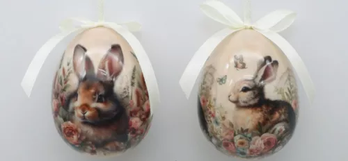 MŰANYAG AKASZTÓS TOJÁS SZETTBEN, 24 DARABOS, PLEXI DOBOZBAN, NYULAS