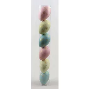   MŰANYAG AKASZTÓS TOJÁS SZETTBEN, 6 DARABOS, PASZTELL/ ARANY FOLTOS