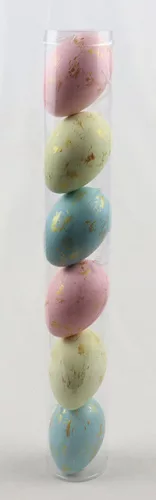 MŰANYAG AKASZTÓS TOJÁS SZETTBEN, 6 DARABOS, PASZTELL/ ARANY FOLTOS