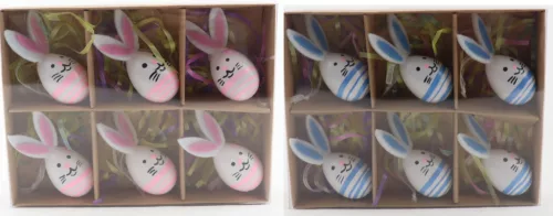 MŰANYAG AKASZTÓS TOJÁSNYÚL SZETTBEN, 6 DARABOS, KÉK VAGY RÓZSASZÍN