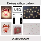 VILÁGÍTÓ LED SZARVAS GIRLAND, 20 DARAB, MIKULÁS SAPKÁBAN