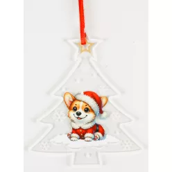 MŰANYAG AKASZTÓS FENYŐFA, CORGI MIKULÁS SAPKÁBAN