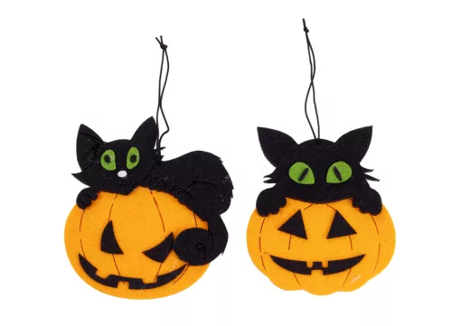 TEXTIL AKASZTÓS HALLOWEEN TÖK ÉS FEKETE MACSKA