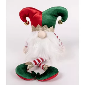   TEXTIL ORRSZAKÁLL KARÁCSONYI MANÓ, LÓGÓ LÁBBAL, PIROS ÉS ZÖLD