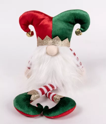 TEXTIL ORRSZAKÁLL KARÁCSONYI MANÓ, LÓGÓ LÁBBAL, PIROS ÉS ZÖLD