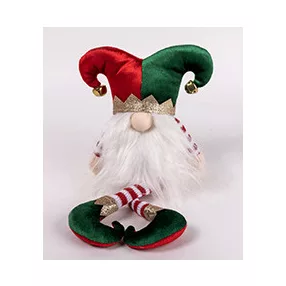   TEXTIL ORRSZAKÁLL KARÁCSONYI MANÓ, LÓGÓ LÁBBAL, PIROS ÉS ZÖLD