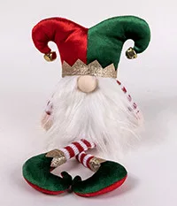 TEXTIL ORRSZAKÁLL KARÁCSONYI MANÓ, LÓGÓ LÁBBAL, PIROS ÉS ZÖLD