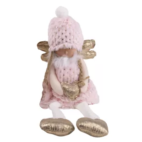   TEXTIL ANGYAL LÓGÓ LÁBBAL, RÓZSASZÍN ÉS ARANY, SZÍVVEL A KEZÉBEN