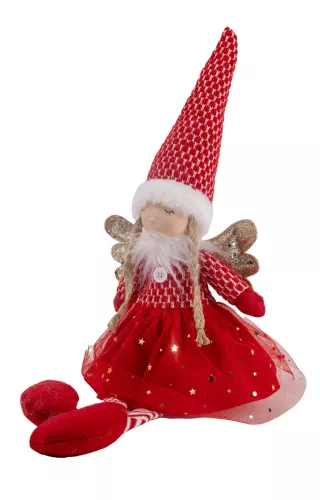 TEXTIL ANGYAL LÓGÓ LÁBBAL, PIROS ÉS FEHÉR, ARANY SZÁRNNYAL