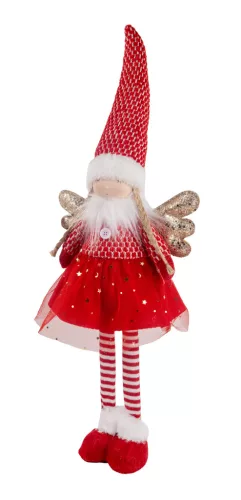 TEXTIL ANGYAL ÁLLÓ, PIROS ÉS FEHÉR, ARANY SZÁRNNYAL