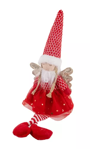 TEXTIL ANGYAL LÓGÓ LÁBBAL, PIROS ÉS FEHÉR, ARANY SZÁRNNYAL