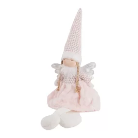   TEXTIL ANGYAL LÓGÓ LÁBBAL, RÓZSASZÍN ÉS FEHÉR, EZÜST SZÁRNNYAL