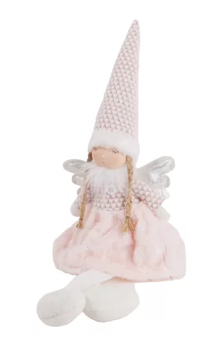 TEXTIL ANGYAL LÓGÓ LÁBBAL, RÓZSASZÍN ÉS FEHÉR, EZÜST SZÁRNNYAL