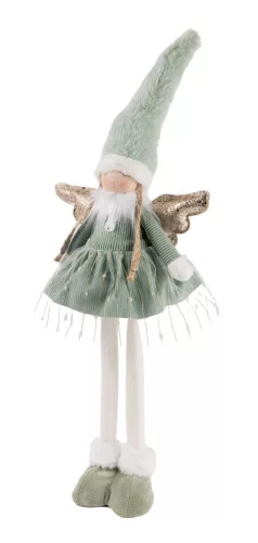 TEXTIL ANGYAL ÁLLÓ, ZÖLD ÉS FEHÉR, ARANY SZÁRNNYAL