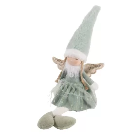   TEXTIL ANGYAL LÓGÓ LÁBBAL, ZÖLD ÉS FEHÉR, ARANY SZÁRNNYAL