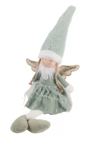 TEXTIL ANGYAL LÓGÓ LÁBBAL, ZÖLD ÉS FEHÉR, ARANY SZÁRNNYAL