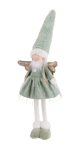 TEXTIL ANGYAL ÁLLÓ, ZÖLD ÉS FEHÉR, ARANY SZÁRNNYAL