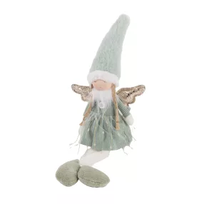   TEXTIL ANGYAL LÓGÓ LÁBBAL, ZÖLD ÉS FEHÉR, ARANY SZÁRNNYAL