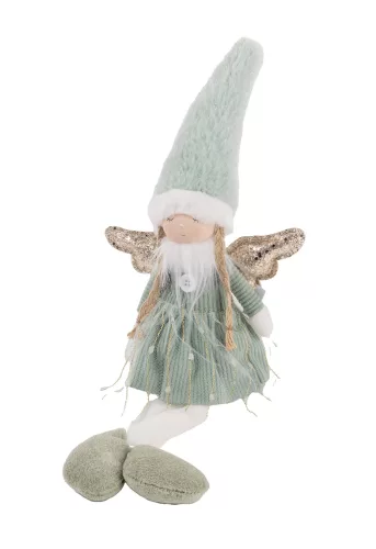 TEXTIL ANGYAL LÓGÓ LÁBBAL, ZÖLD ÉS FEHÉR, ARANY SZÁRNNYAL