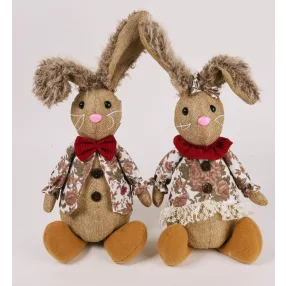   TEXTIL NYÚL, ÜLŐ, FIÚ VAGY LÁNY, BARNA ZSÁKVÁSZON RUHÁS