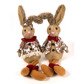   TEXTIL NYÚL, LÓGÓ LÁBÚ, FIÚ VAGY LÁNY, BARNA ZSÁKVÁSZON RUHÁS