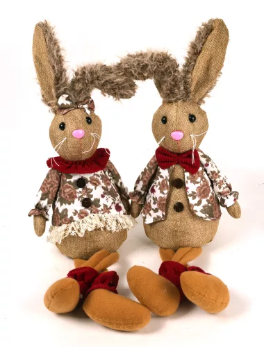 TEXTIL NYÚL, LÓGÓ LÁBÚ, FIÚ VAGY LÁNY, BARNA ZSÁKVÁSZON RUHÁS