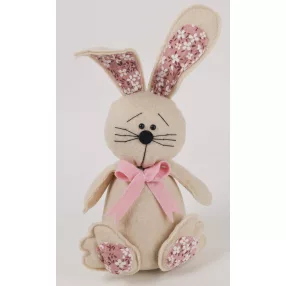   FILC NYÚL ÜLŐ, DRAPP, RÓZSASZÍN VIRÁGOS FÜLLEL ÉS TAPPANCSSAL