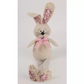   FILC NYÚL LÓGÓ LÁBÚ, DRAPP, RÓZSASZÍN VIRÁGOS FÜLLEL ÉS TAPPANCSSAL