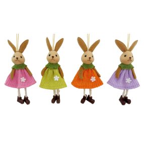 TEXTIL AKASZTÓS NYÚL LÁNY RUHÁBAN, RAJTA VIRÁGFEJ