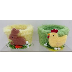 TEXTIL KOSÁR, KEREK, NYÚL VAGY CSIBE, SÁRGA VAGY ZÖLD