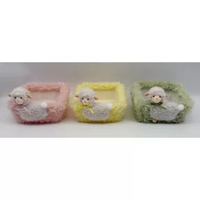 TEXTIL TÁL, SZÖGLETES, BÁRÁNY, BUNDÁS