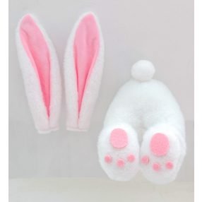   TEXTIL AKASZTÓS NYÚL FÜLE ÉS HÁTSÓJA, FEHÉR ÉS RÓZSASZÍN