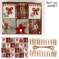 TEXTIL ADVENTI NAPTÁR SZÜTYŐ, 24 NAP, PIROS