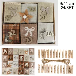 TEXTIL ADVENTI NAPTÁR SZÜTYŐ, 24 NAP, BARNA