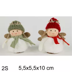   TEXTIL ANGYAL ÁLLÓ, SAPKÁBAN ÉS SÁLBAN, ZÖLD VAGY PIROS