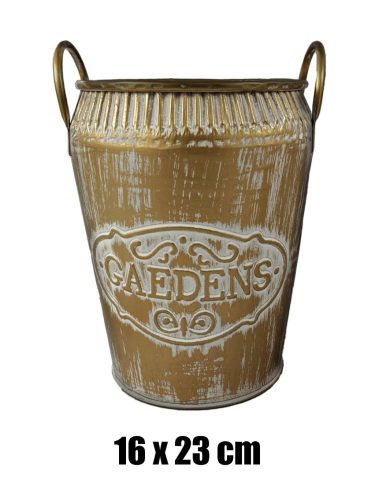 BÁDOG KASPÓ, 2 FÜLLEL, ARANY, FEHÉR, GARDEN FELIRATTAL
