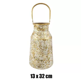 BÁDOG KANNA FÜLLEL, ARANY, FEHÉR NYOMOTT MINTÁS