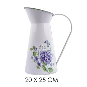 BÁDOG KANCSÓ, LILA HORTENZIA MINTÁS, FEHÉR