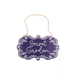   BÁDOG AKAKASZTÓS KOPOGTATÓ, SECRET GARDEN FELIRATTAL, KÉK