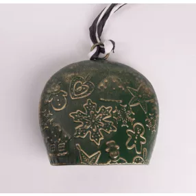 BÁDOG KOLOMP, AKASZTÓS, MÉZESKALÁCS FIGURÁS, ZÖLD