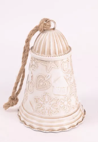 BÁDOG KOLOMP, AKASZTÓS, MÉZESKALÁCS FIGURÁS, FEHÉR