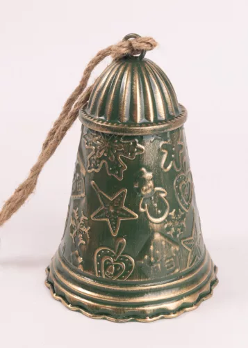 BÁDOG KOLOMP, AKASZTÓS, MÉZESKALÁCS FIGURÁS, ZÖLD